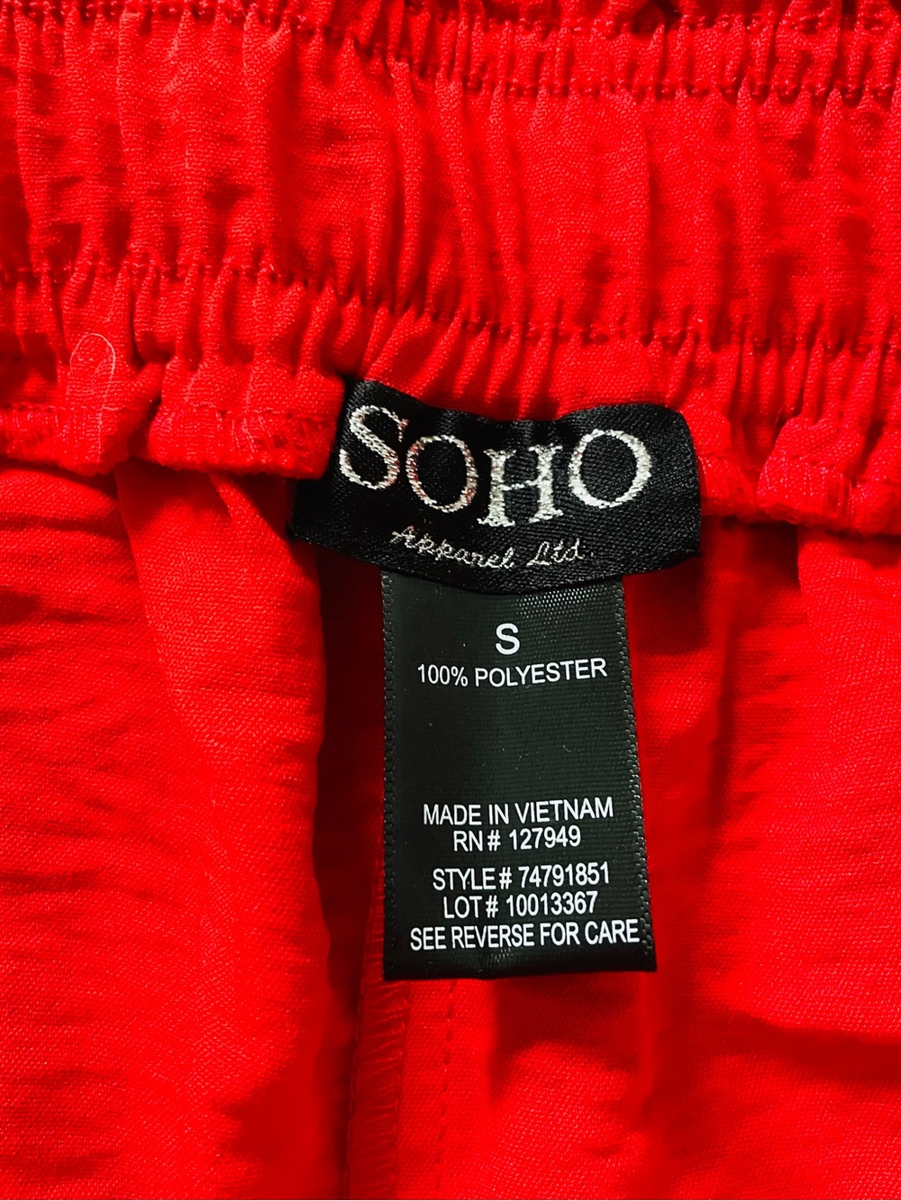 Red Wide Leg Drawstring Resort Beach Pants Relaxed Pull-On Size S - Picture 6 of 6